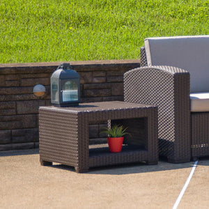 Chocolate Brown Faux Rattan End Table - Flash Furniture