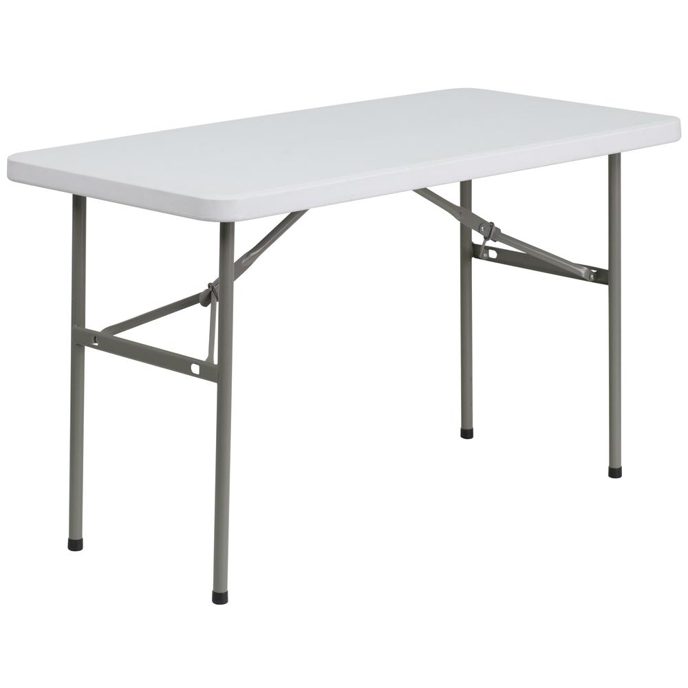 4-Foot Granite White Plastic Folding Table - Flash Furniture