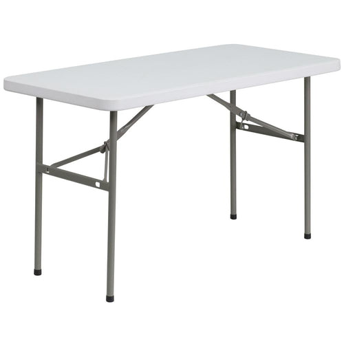 4-Foot Granite White Plastic Folding Table - Flash Furniture