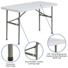 4-Foot Granite White Plastic Folding Table - Flash Furniture