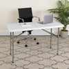 4-Foot Granite White Plastic Folding Table - Flash Furniture