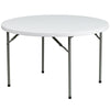 4-Foot Round Granite White Plastic Folding Table - Flash Furniture