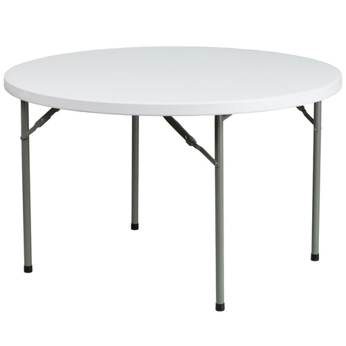 4-Foot Round Granite White Plastic Folding Table - Flash Furniture