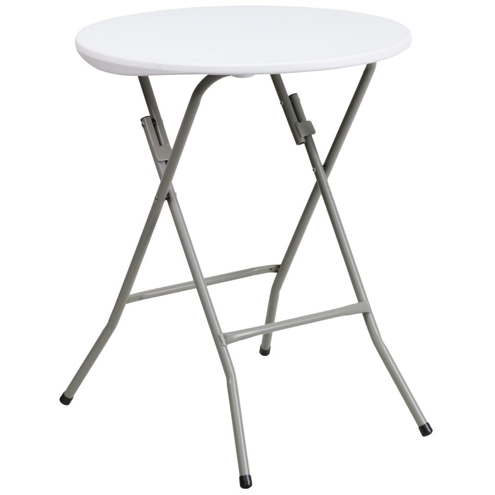 2-Foot Round Granite White Plastic Folding Table - Flash Furniture