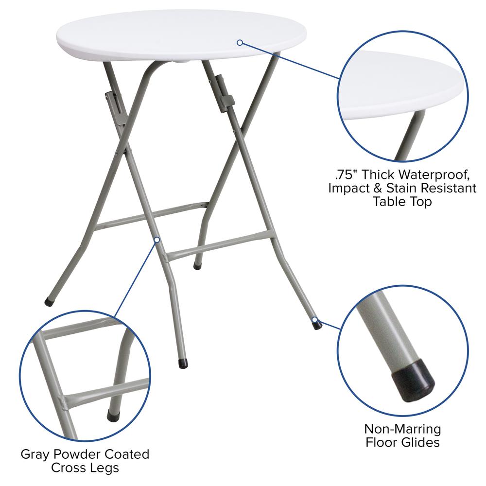 2-Foot Round Granite White Plastic Folding Table - Flash Furniture