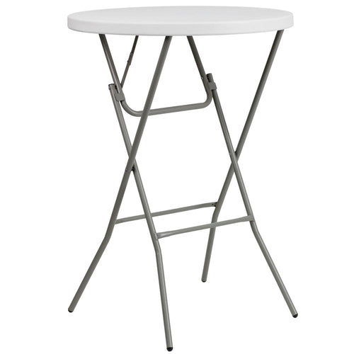 2.6-Foot Round Granite White Plastic Bar Height Folding Table - Flash Furniture