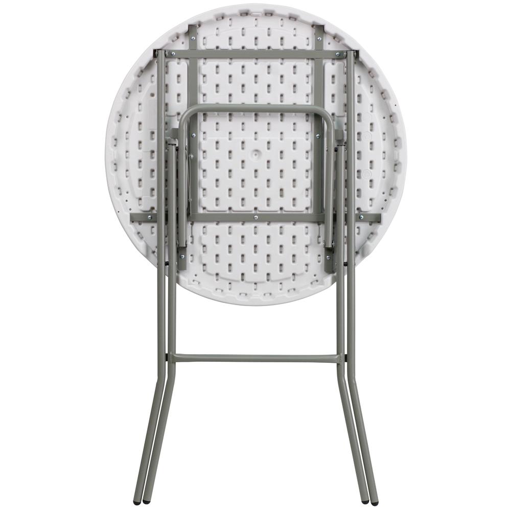 2.6-Foot Round Granite White Plastic Bar Height Folding Table - Flash Furniture