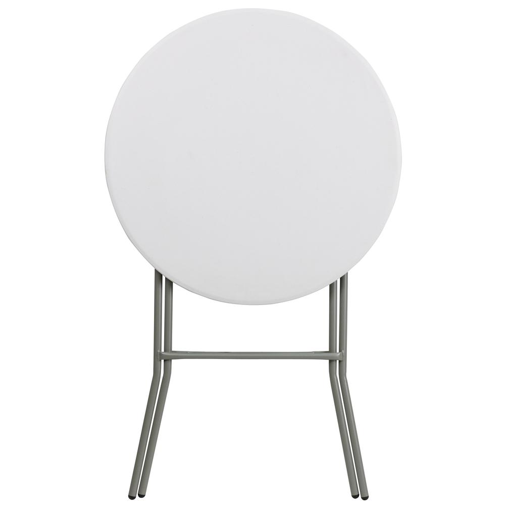 2.6-Foot Round Granite White Plastic Bar Height Folding Table - Flash Furniture