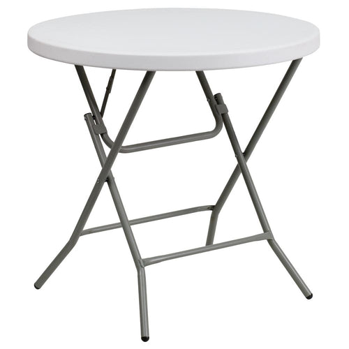 2.63-Foot Round Granite White Plastic Folding Table - Flash Furniture