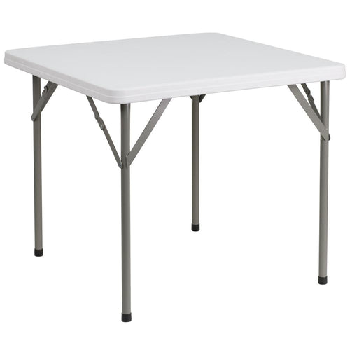 2.85-Foot Square Granite White Plastic Folding Table - Flash Furniture
