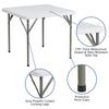 2.85-Foot Square Granite White Plastic Folding Table - Flash Furniture