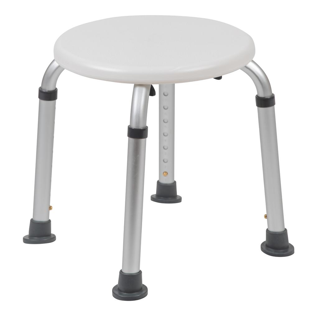 300 Lb. Capacity, Adjustable White Bath, Shower Stool - Flash Furniture