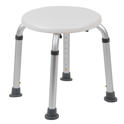 300 Lb. Capacity, Adjustable White Bath, Shower Stool - Flash Furniture