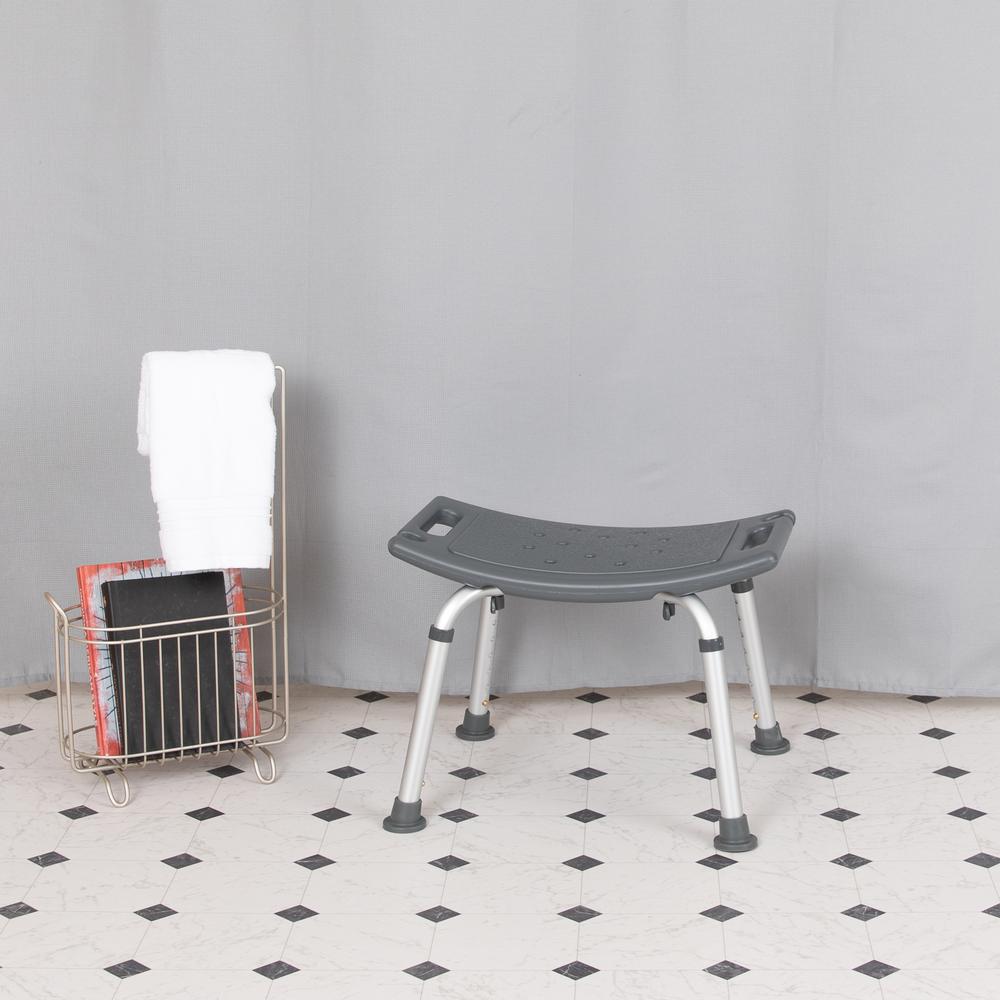 300 Lb. Capacity, Adjustable Gray Bath, Shower Chair with Non-slip Feet - Flash Furniture
