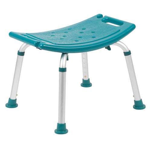 300 Lb. Capacity, Adjustable Teal Bath, Shower Chair with Non-slip Feet - Flash Furniture