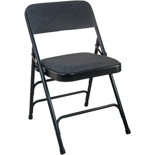 2-Pack Advantage Black Padded Metal Folding Chair - Black 1-in Fabric Seat - Flash Furniture