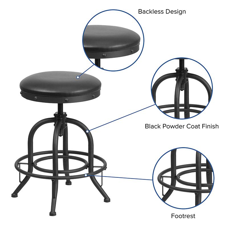 24'' Counter Height Stool with Swivel Lift Black LeatherSoft Seat - Flash Furniture