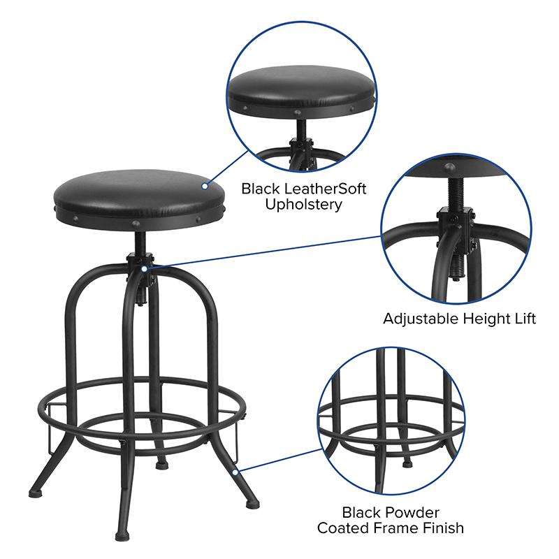30'' Barstool with Swivel Lift Black LeatherSoft Seat - Flash Furniture