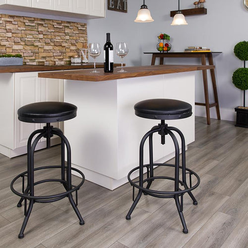 30'' Barstool with Swivel Lift Black LeatherSoft Seat - Flash Furniture