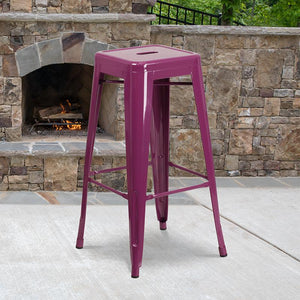 Commercial Grade 30'' High Backless Purple Indoor-Outdoor Barstool - Flash Furniture