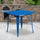 Commercial Grade 31.5'' Square Blue Metal Indoor-Outdoor Table - Flash Furniture