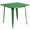 Commercial Grade 31.5'' Square Green Metal Indoor-Outdoor Table - Flash Furniture