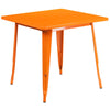 Commercial Grade 31.5'' Square Orange Metal Indoor-Outdoor Table - Flash Furniture