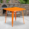 Commercial Grade 31.5'' Square Orange Metal Indoor-Outdoor Table - Flash Furniture