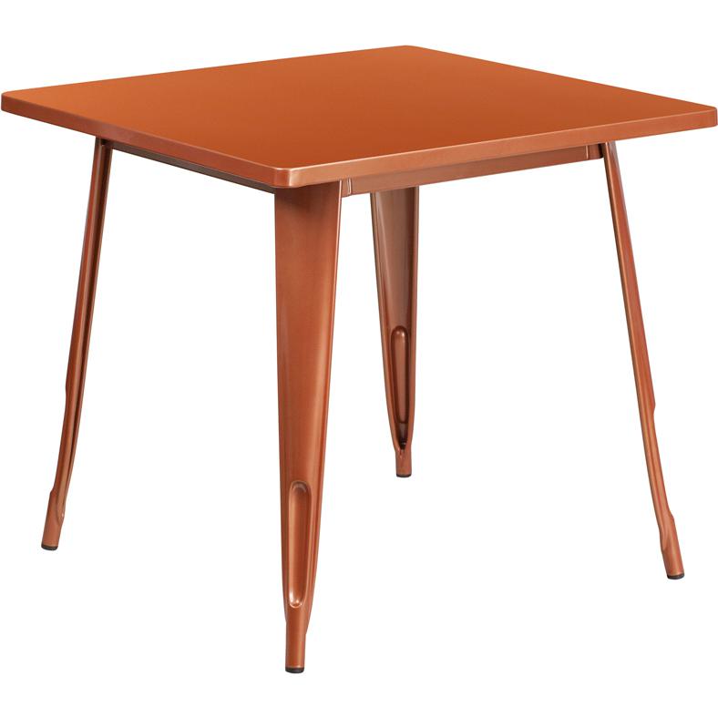 Commercial Grade 31.5'' Square Copper Metal Indoor-Outdoor Table - Flash Furniture