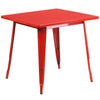 Commercial Grade 31.5'' Square Red Metal Indoor-Outdoor Table - Flash Furniture