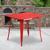 Commercial Grade 31.5'' Square Red Metal Indoor-Outdoor Table - Flash Furniture