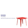 Commercial Grade 31.5'' Square Red Metal Indoor-Outdoor Table - Flash Furniture