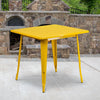 Commercial Grade 31.5'' Square Yellow Metal Indoor-Outdoor Table - Flash Furniture