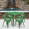 31.5'' Square Green Metal Indoor-Outdoor Table Set with 4 Arm Chairs - Flash Furniture