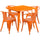 31.5'' Square Orange Metal Indoor-Outdoor Table Set with 4 Arm Chairs - Flash Furniture