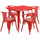 31.5'' Square Red Metal Indoor-Outdoor Table Set with 4 Arm Chairs - Flash Furniture