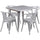 31.5'' Square Silver Metal Indoor-Outdoor Table Set with 4 Arm Chairs - Flash Furniture