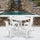 31.5'' Square White Metal Indoor-Outdoor Table Set with 4 Arm Chairs - Flash Furniture