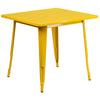 31.5'' Square Yellow Metal Indoor-Outdoor Table Set with 4 Arm Chairs - Flash Furniture