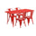 31.5'' x 63'' Rectangular Red Metal Indoor-Outdoor Table Set with 4 Stack Chairs - Flash Furniture