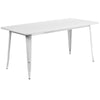 31.5'' x 63'' Rectangular White Metal Indoor-Outdoor Table Set with 4 Arm Chairs - Flash Furniture