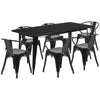 31.5'' x 63'' Rectangular Black Metal Indoor-Outdoor Table Set with 6 Arm Chairs - Flash Furniture