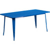 Commercial Grade 31.5'' x 63'' Rectangular Blue Metal Indoor-Outdoor Table - Flash Furniture