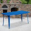 Commercial Grade 31.5'' x 63'' Rectangular Blue Metal Indoor-Outdoor Table - Flash Furniture