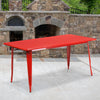 Commercial Grade 31.5'' x 63'' Rectangular Red Metal Indoor-Outdoor Table - Flash Furniture