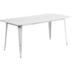 Commercial Grade 31.5'' x 63'' Rectangular White Metal Indoor-Outdoor Table - Flash Furniture