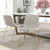 18 in Mid-Back Sled Base Dining Chair in Light Gray with Gold Frame, Set of 2 - Flash Furniture