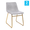 18 in Mid-Back Sled Base Dining Chair in Light Gray with Gold Frame, Set of 2 - Flash Furniture