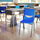 Desk with Open Front Metal Book Box, Gray Granite Desktop,  Navy Stack Chair - Flash Furniture