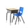 Desk with Open Front Metal Book Box, Natural Desktop, Navy Stack Chair - Flash Furniture